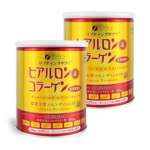 ファイン(FINE JAPAN) ヒアルロン コラーゲン + 還元型コエンザイムQ10 缶タイプ 28日分(196g入) ハト..