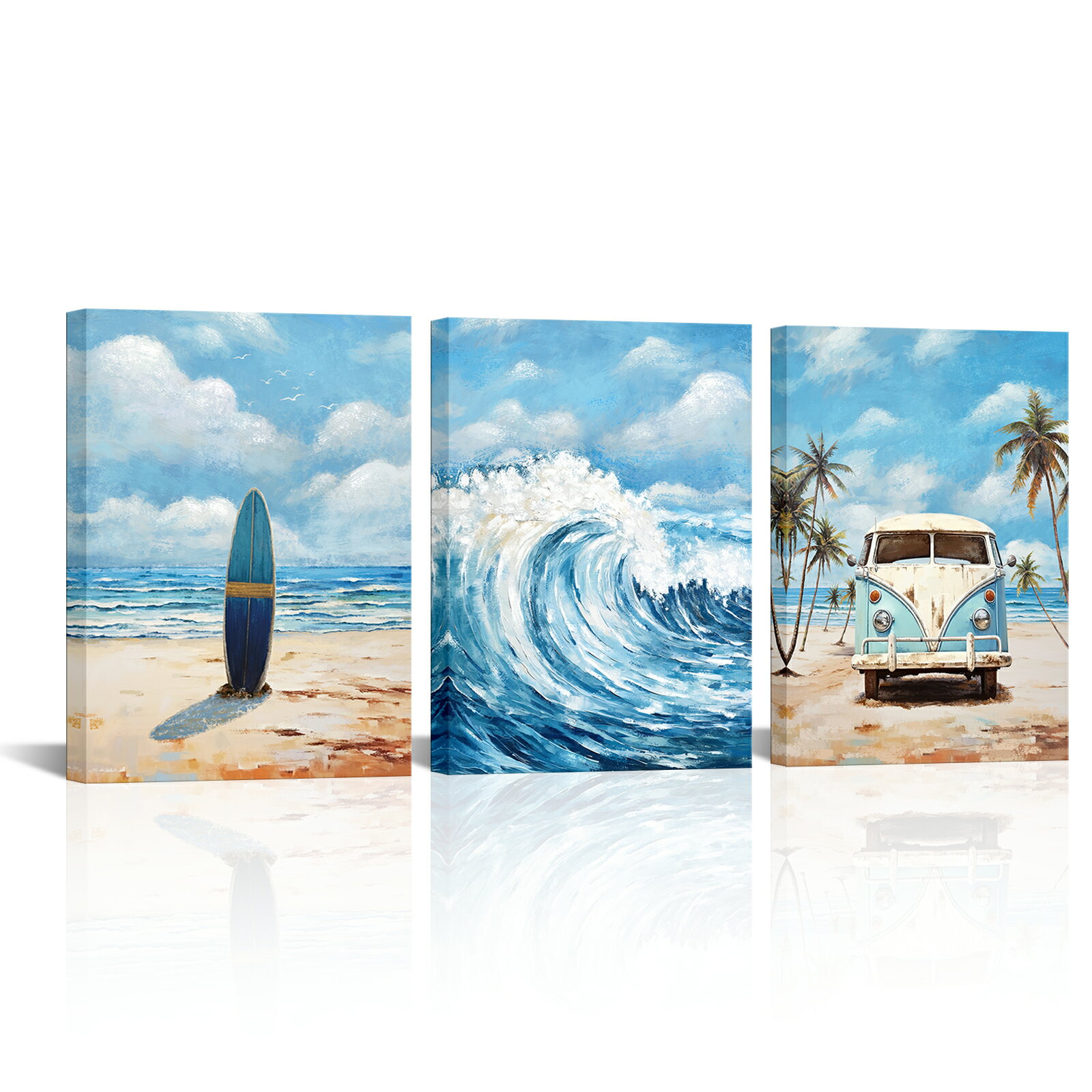 【3枚セット】アートパネル 海 ビーチ絵画 海風景 夏 ポスターフレーム アートフレーム キャンバス ポスター 30×40cm インテリア 絵 海 壁掛け 絵 ポスター 壁掛け 壁飾り おしゃれ 軽量 防汚 防水 贈答 送料無料 海外通販