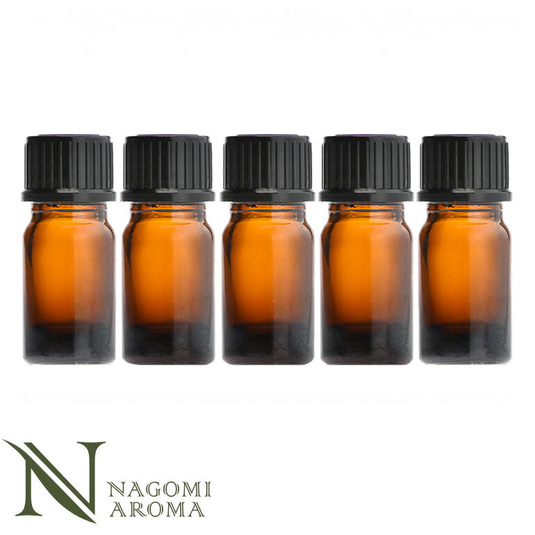 遮光ビン 5ml(アンバー) 5本セット 黒キャップ&ヴァーティカルドロッパー【 遮光瓶 アロマ ドロッパー付 ガラス瓶 容器 薬瓶 調合 保存 アロマオイル ...