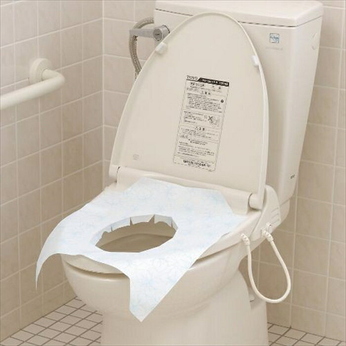 日用品・消耗品ショップなごみのトイレに流せる使い捨て便座シート 東京クイン 業務用エルシート 帯包装ホワイト 60枚X50束｜アングル2