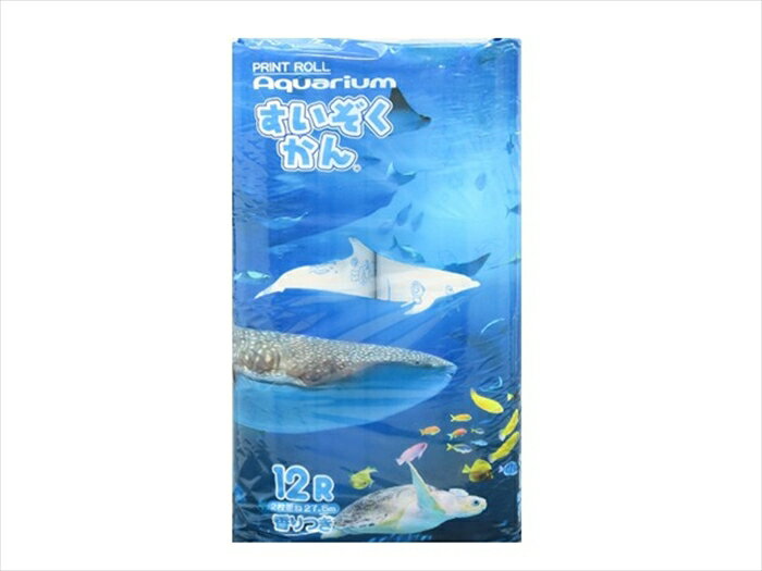 ●まるで水族館のような実写のパッケージ ●ロールには水族館をイメージした可愛いイラストをプリント ●爽やかな香り付き ●ミシン目付き・柔らかなエンボス加工 ●安心の日本製 【商品詳細】 ロールサイズ：114mmX27.5m　ダブル ケース入数：96個（12ロールX8パック） ミシン目：有り 色・表面：白（エンボス加工） 香り：有り 絵柄：水族館をイメージしたプリント 紙の材質：再生紙100％ 枚数：ダブル ケースサイズ：810×410×360mm ケース重量：約12kg 梱包方法：手提げ付きポリ袋入り 用途：贈答用・販促用・景品用・一般用 製造メーカー：イズミコーポレーション 製品名：すいぞくかん12R 型番：5266配送会社は佐川急便/西濃運輸　他を使用します