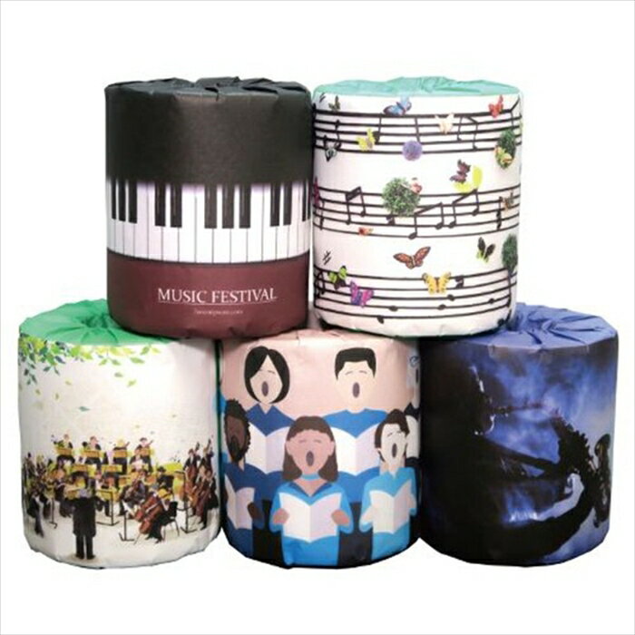 販促用 贈答用 粗品 景品 トイレットペーパー 林製紙 音楽 5種類アソート ダブル30m 個包装50個