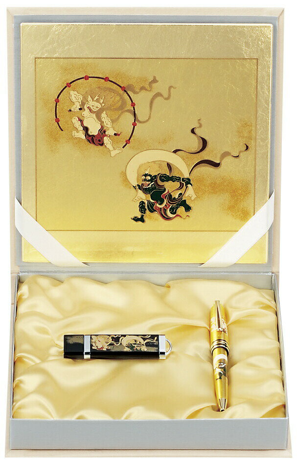 【0のつく日 本日P5倍+まとめ割15%OFF】山中漆器 ステーショナリーセット F 風神雷神 (G)(入学祝 卒業祝 退職祝 高級 工芸品 石川県 外国人 海...