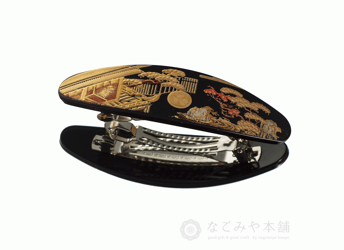 【ブラックフライデー本日P3倍+まとめ割15%OFF】山中漆器 漆芸バレッタ小判 初音(B)(お中元 工芸品 日本製 ギフト 海外発送可 プレゼント 和雑貨 お...