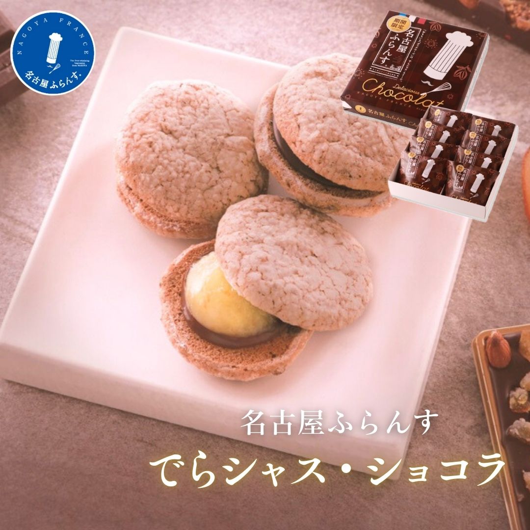 名古屋ふらんす でらシャス・ショコラ 個包装 ギフト プレゼント 帰省土産 名古屋フランス 8個入 洋菓子 ダックワーズ 名古屋土産 お取り寄せ スイーツギフト お餅 やわらかい 高級感 贈り物 熨斗 おすすめ 御祝 お返し 退職 おしゃれな手土産 感謝 高級 自分へのご褒美
