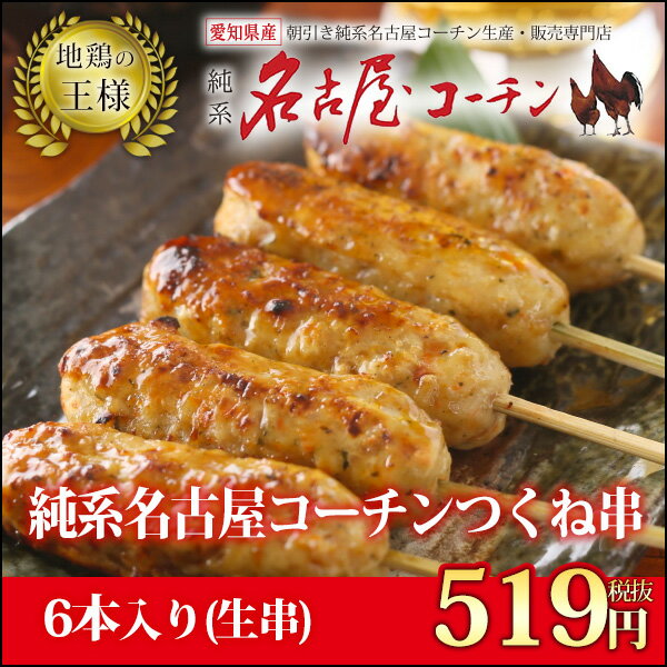 純系名古屋コーチンつくね串　6本！タレ、塩コショウつきだから焼くだけ！美味しく食べてね♪　2〜3人用【地鶏】鶏肉【冷凍】【焼鳥セット】バーベキューセット BBQ 鳥焼き バーベキュー 肉 つまみ おつまみ 酒の肴 おつまみセット