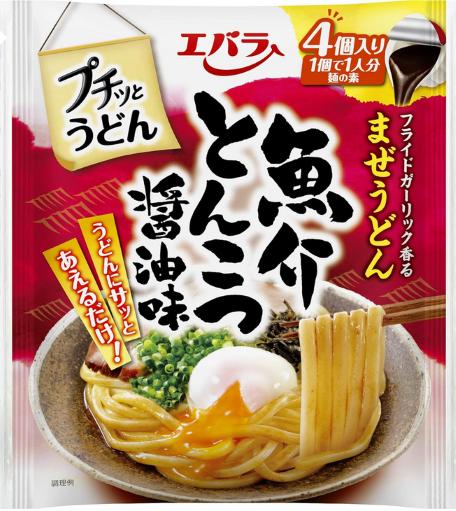 エバラ プチッとうどん 魚介とんこつ醤油味 (22g×4個) ×4袋