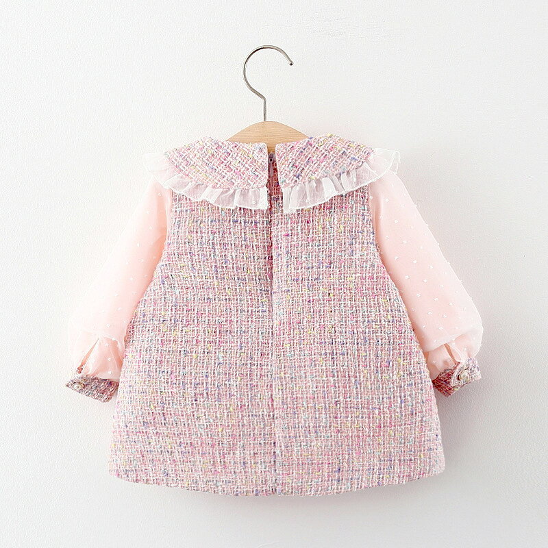 女の子 ワンピース 長袖 ベビーワンピ チェック 子供服 キッズ フォーマル スーツ 子供 セレモニー 服 お出かけ かわいい 子ども ピアノ発表会 おしゃれ 結婚式 入園式 入学式 卒園式 冬 ツイード おでかけ 人気 ファッショントレンド 3