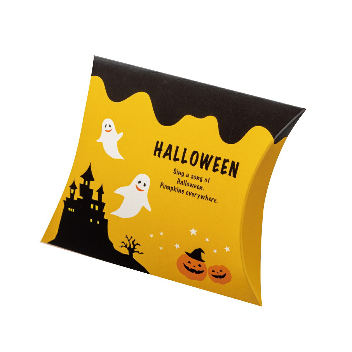 【ロゴ入れ無料】100個 縦11.7cm×横14.2cm×マチ3.5cm ハロウィン柄の小箱 ミニクイック ピロー(差込有)小箱 ピローボックス イベント 贈...