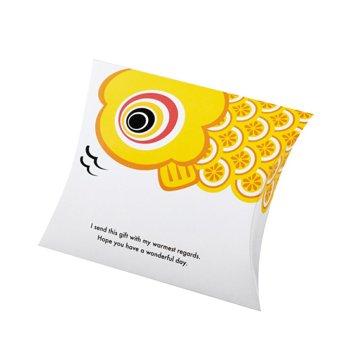 【ロゴ入れ無料】100個 縦11.7cm×横14.2cm×マチ3.5cm 鯉のぼりデザインの可愛い小箱・黄 ミニクイック ピロー(差込有)小箱 黄色 ピローボッ...