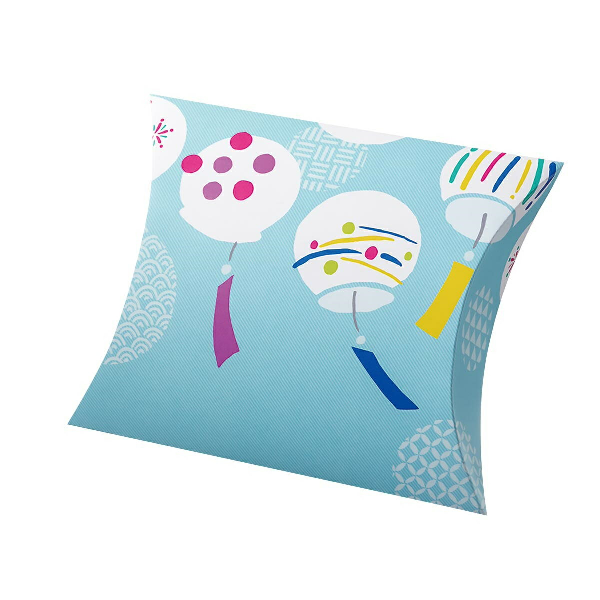 【ロゴ入れ無料】100個 縦11.7cm×横14.2cm×マチ3.5cm 風鈴柄の小箱 ミニクイック ピロー(差込有)小箱 ピローボックス イベント 贈り物 ...