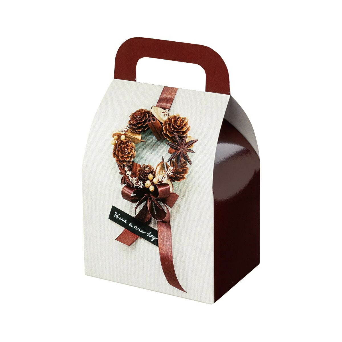 【ロゴ入れ無料】100個 サイズ/縦18cm×横10.5cm×幅7.5cm プチギフトにぴったり小箱 取手付き小箱 キャリーボックス リボン 生花 イベント 贈...