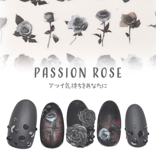 フラワーネイルシール 極薄 薔薇 バラ モード 蝶々文字 パンク 花 ホワイト カラージェル かわいい 貼..