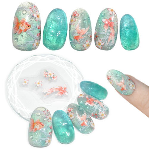 【全品半額coupon事前配布中】ネイルシール 夏 お祭り 金魚 日本 フラワー 水紋 | ...