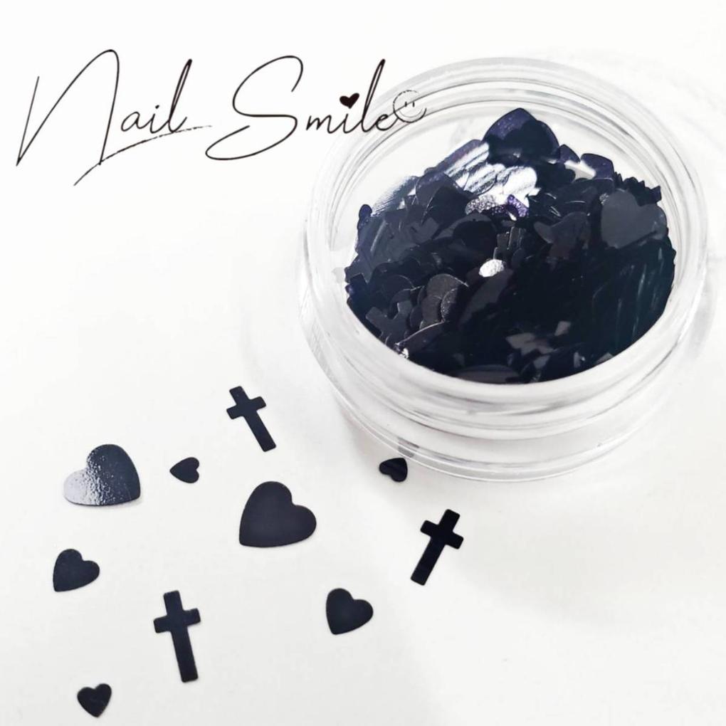 【ハート＋クロスミックスホログラム】ネイルパーツ ネイルグッズ ネイル用品 ネイル ネイルアート ネイルパーツ ジェルネイル セルフネイル レジン ハート ハートホログラム 十字架 地雷ネイル 極小 韓国 ゴシック ハンドメイド 人気 おすすめ 可愛い かわいい