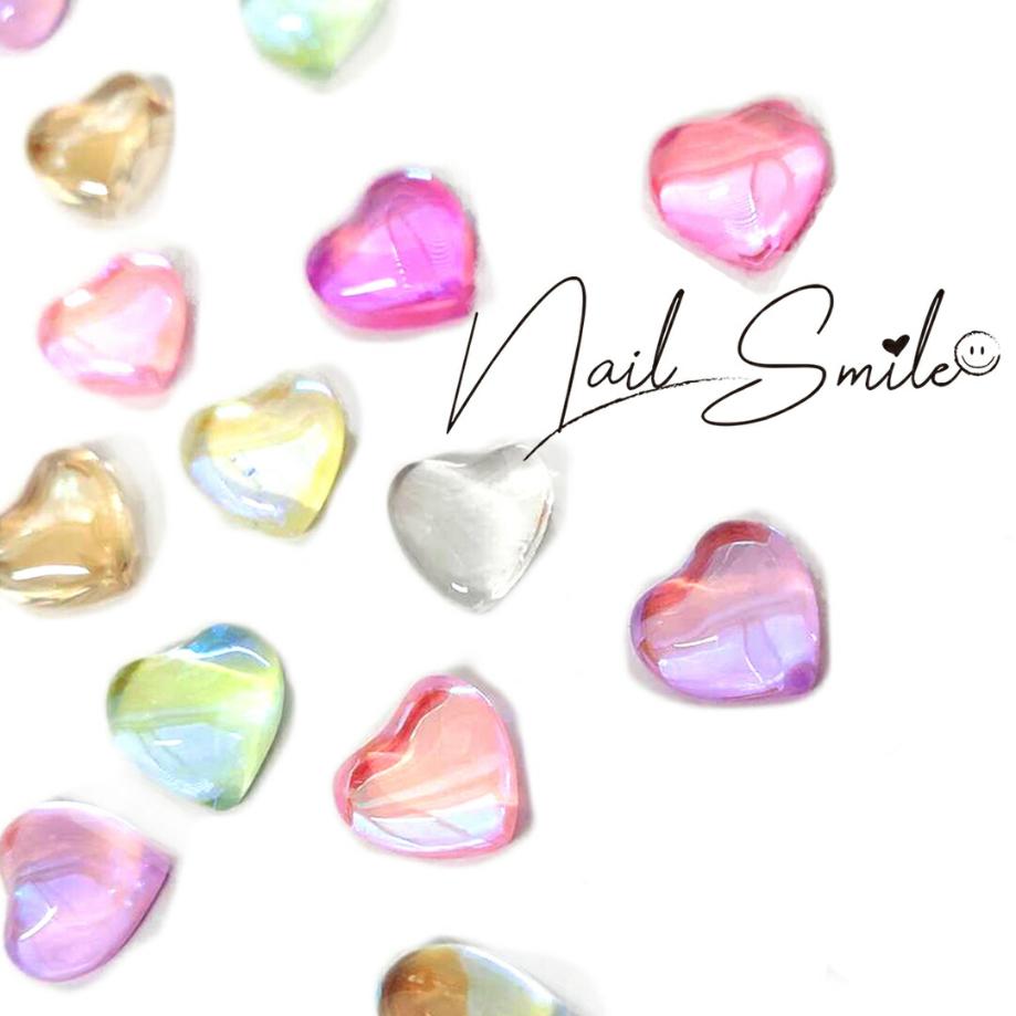 ネイルパーツ ネイルグッズ ネイル用品 ネイル ネイルアート【オーロラクリアハート ガラス】 韓国ネ ...