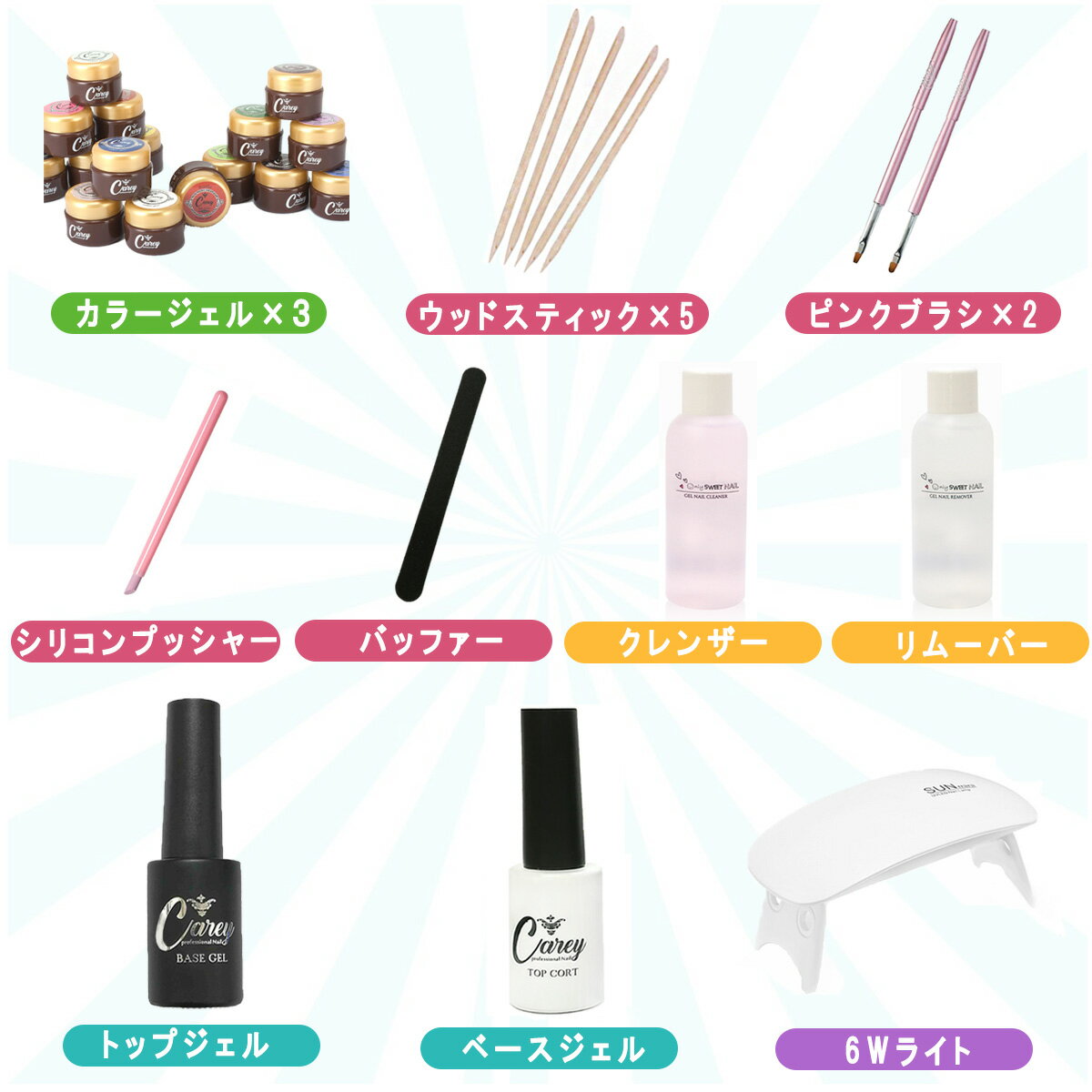 ジェルネイル スターター ネイルキット カラージェル キット セット ネイルセット
