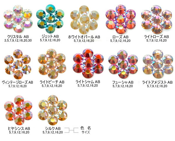 《AB：オーロラ加工》（SS12/クリスタル・ピンク・パープル系） スワロフスキーラインストーン 【メール便OK】【DM】 2