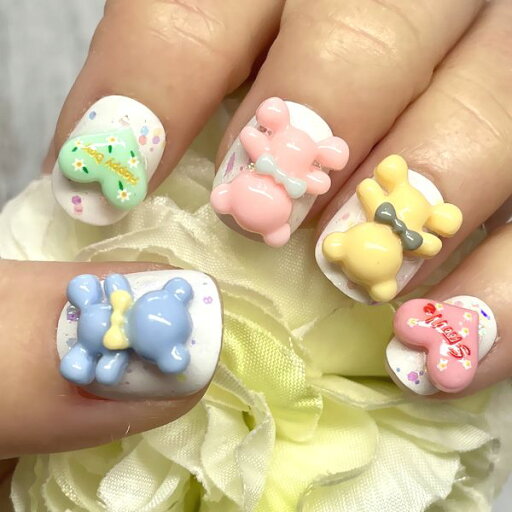 ☆くまネイル☆クマちゃん カラフル パステル ハート 白ホワイト オーロラ キラキラ ラブリー キュート かわいい 3D 立体 盛りデコ 繰り返し使える貼るだけ簡単 ネイリスト作成 ハンドメイド ネイルチップnail短いつけ爪付け爪 使いやすい自爪感覚ベリーショート ☆くまネイル☆クマちゃん カラフル パステル ハート 白ホワイト オーロラ キラキラ ラブリー キュート かわいい 3D 立体 盛りデコ 繰り返し使える貼るだけ簡単 ネイリスト作成 ハンドメイド ネイルチップnail短いつけ爪付け爪 使いやすい自爪感覚ベリーショート