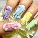 ☆うさぎちゃんネイル☆ウサギ パステルミックスカラー カラフル ふんわり キラキラ ゴテゴテ 盛りデコ ゆめかわ3D ぷっくり ハート 繰り返し使える 貼るだけ簡単 ネイリスト作成 ハンドメイド ネイルチップnailつけ爪付け爪 指長美爪ロングチップ ギャル