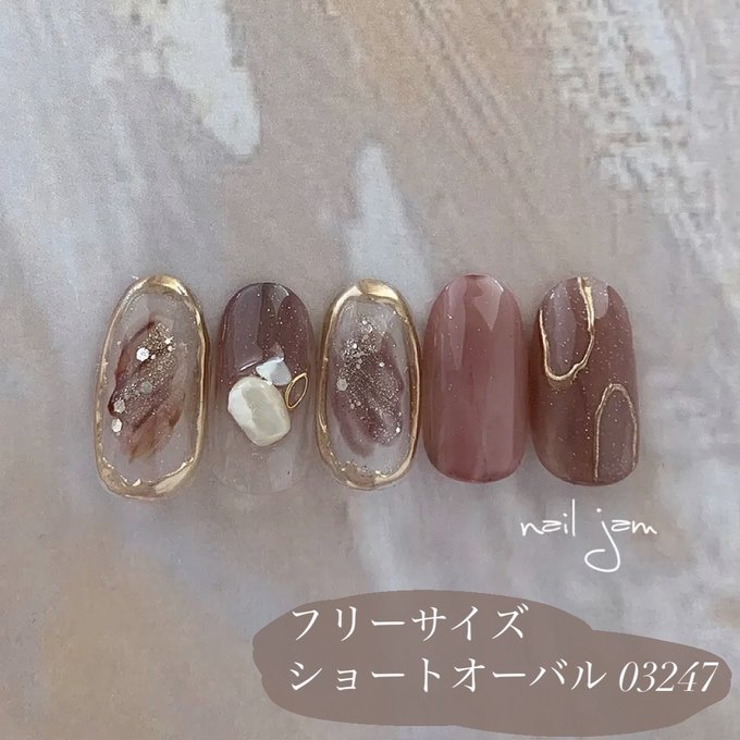 \ 即日発送 / ネイルチップ くすみピンクのクリアマーブル フリーサイズ ブライダル 前撮り 結婚式 成人式 ネイル 付け爪 ネイルジャム nail jam (No.025)
