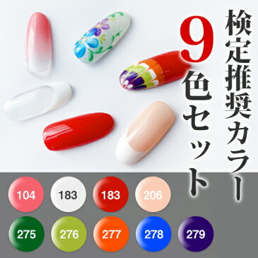 （検定推奨カラー9色セット）SHINYGEL Professional：JNAジェルネイル検定推奨カラー （104・127・183・206・275・276・277・278・279）（シャイニージェルプロフェッショナル）［UV／LED対応○］ $