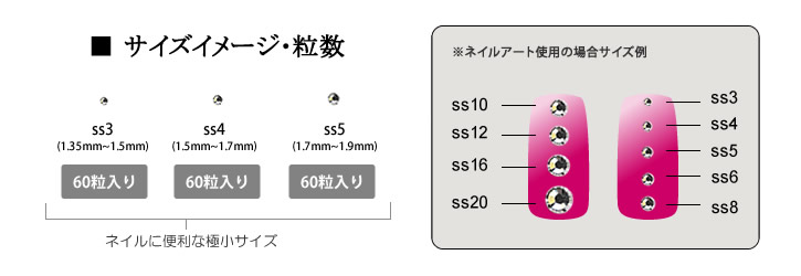 高品質ガラス製 ラインストーン SHINY CRYSTAL シャイニークリスタル カラー品番1～20 小さめ (ss3～ss5) クリスタル製 パーツ ジェル ネイルストーン ネイルパーツ セルフネイル ジェルネイル 3