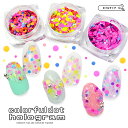 ★P4倍DAY+最大20%OFFクーポン★ネイルアート 【 colorful dot ホログラム 全3種 】 丸型 ドット ミックス ケース付き サイズ 3mm ~ 1mm カラフル 丸 ラウンド ピンク 黄色 青 ネオンカラー ネオン ジェルネイル ホロ ケース入り パーツ ネイルパーツ セ