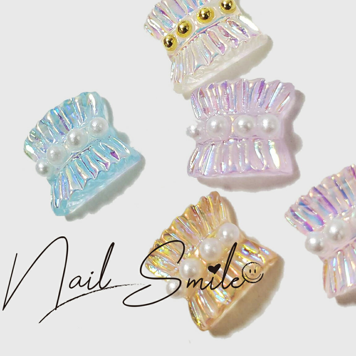 ネイルパーツ ネイルグッズ ネイル用品 ネイル ネイルアート パール ブリオン付き チュールパーツ 6個 ハンドメイド ジェルネイル レジン 樹脂 アクリル 3...