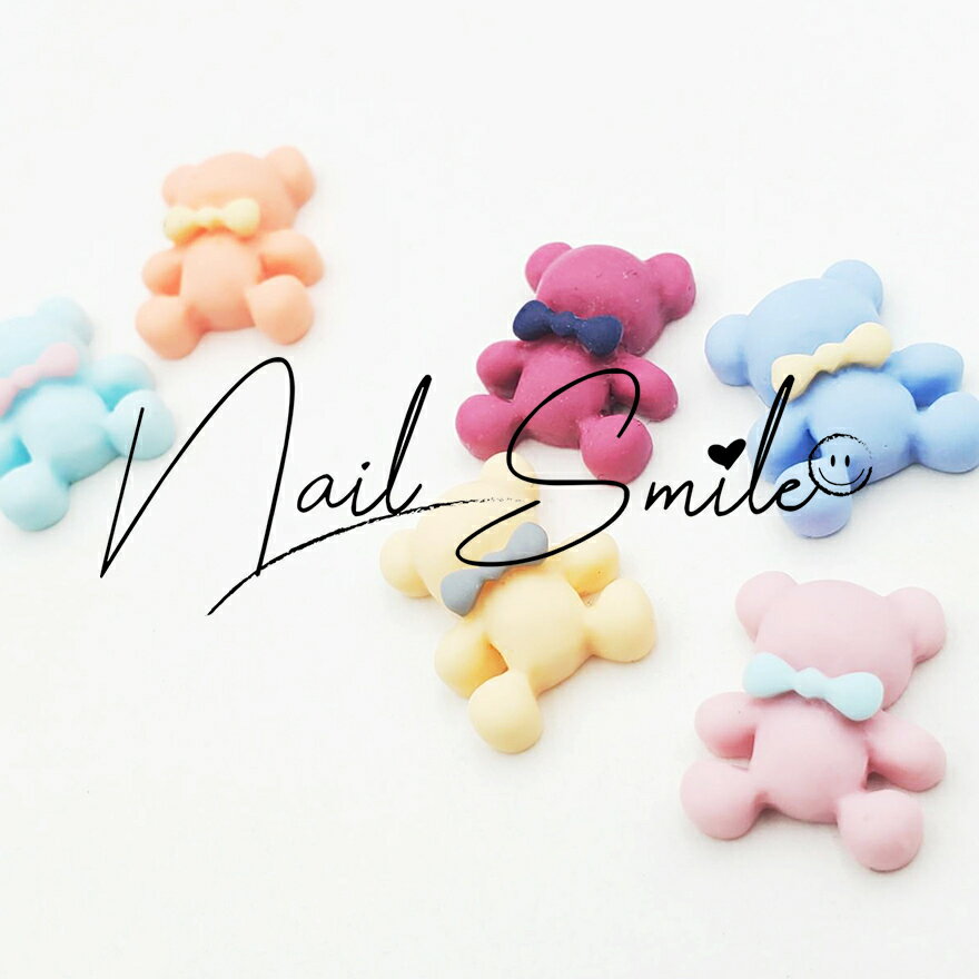 【りぼんベア 4P】ネイルパーツ ネイルグッズ ネイル用品 ネイル ネイルアート ネイルパーツ ハンドメイド くま ティディベア ぬいぐるみ リボン リボンベア...