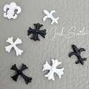 【モノトーン 合金 十字架 百合の紋章 ハート】ネイルパーツ ネイルグッズ ネイル用品 ネイル ネイルアート パーツ ユリ 百合 ブラック ホワイト 黒白 モノ...