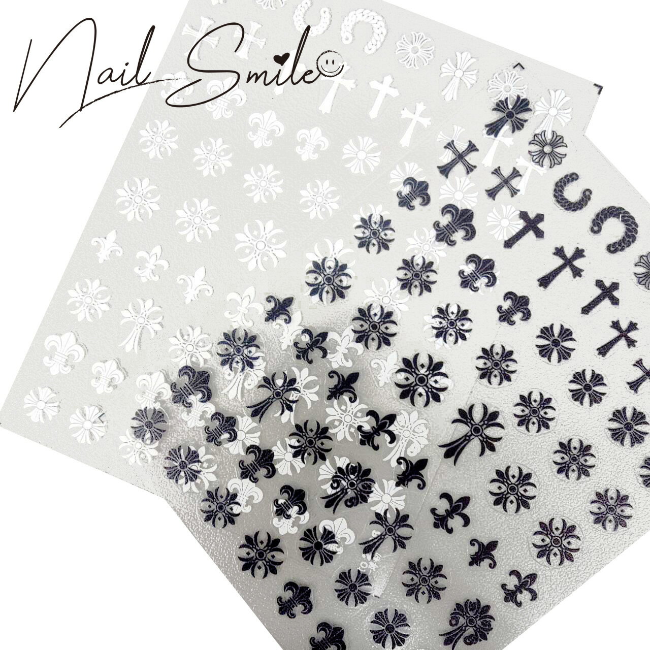 ネイルパーツ ネイルグッズ ネイル用品 ネイル ネイルアート クロス ネイルシール to2104 2106 シール 黒白 チェーン ユリ 百合 モノトーン 十字...