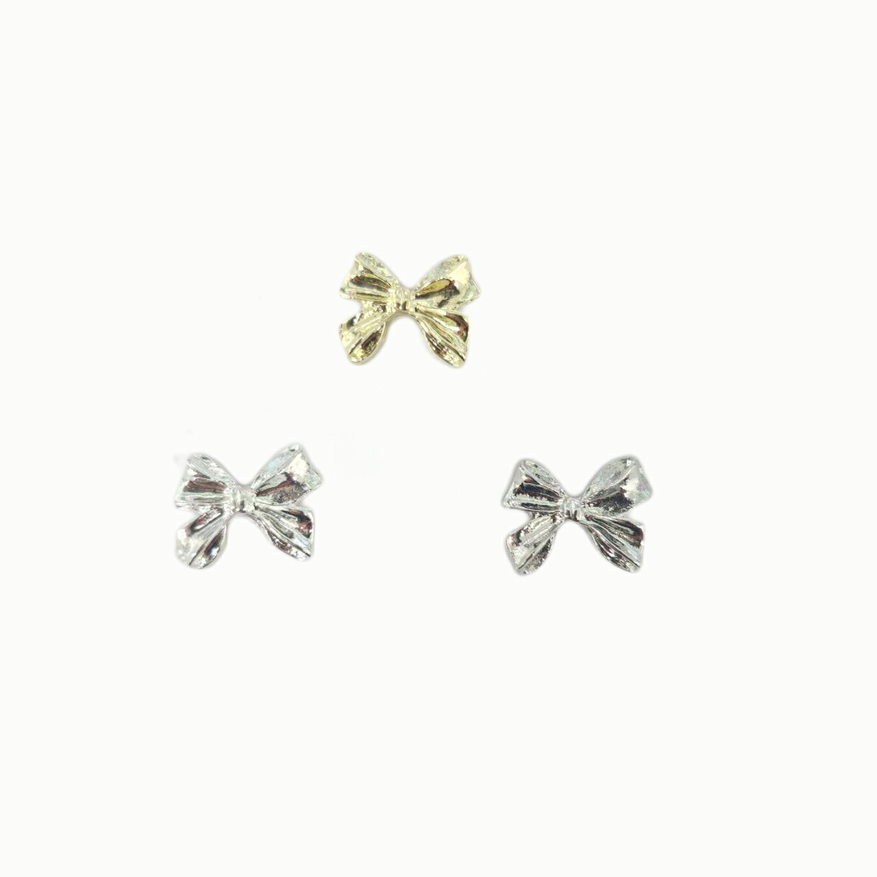 【4個入 メタルリボン パーツ ピンウィールボウ】ネイルパーツ ネイルグッズ ネイ...