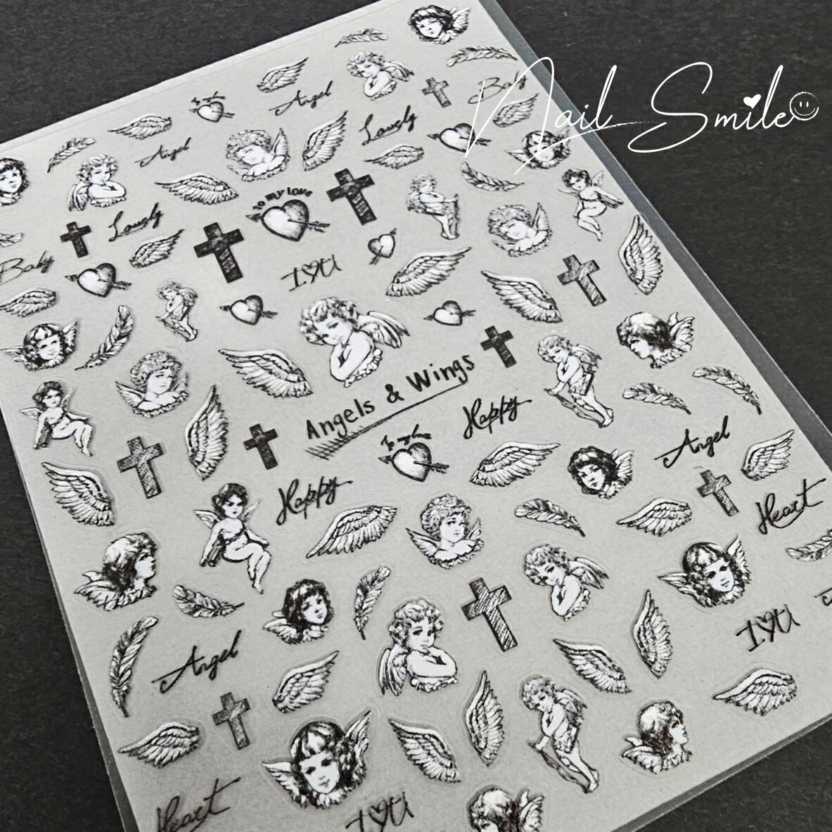 ネイルパーツ ネイルグッズ ネイル用品 ネイル ネイルアート 【モノトーンエンジェルシール】ネイルシール ステッカー レジン ハンドメイド 十字架 おすすめ 可...