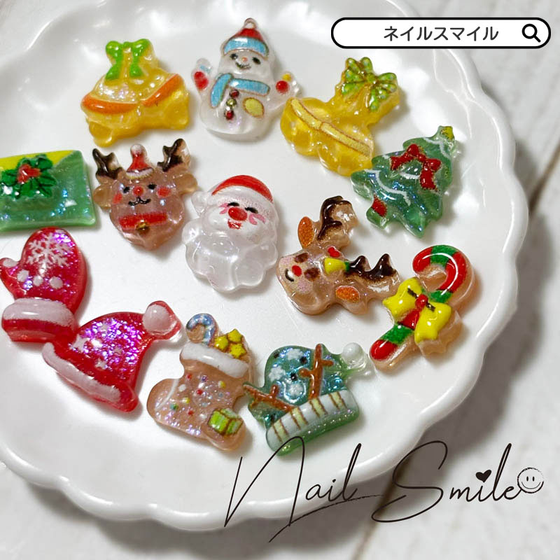 ネイルパーツ ネイル パーツ ネイルグッズ ネイル用品 クリスマス ラメ MIX Xmas サンタ トナカイ スノーマン ツリー サンタさん キャンディ 手袋 ...