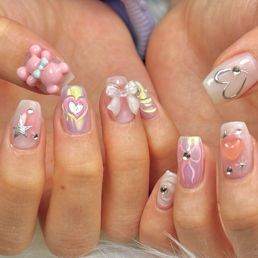 【りぼんベア 4P】ネイルパーツ ネイルグッズ ネイル用品 ネイル ネイルアート ネイルパーツ ハンドメイド くま ティディベア ぬいぐるみ リボン リボンベア 人気 おすすめ 可愛い かわいい リボンベア 3