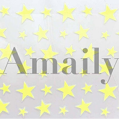 ネイルアート 高粘着 ネイルシール スター ネオン Amaily アメイリー ネイルシール No.5-32 星(蛍光イエロー)