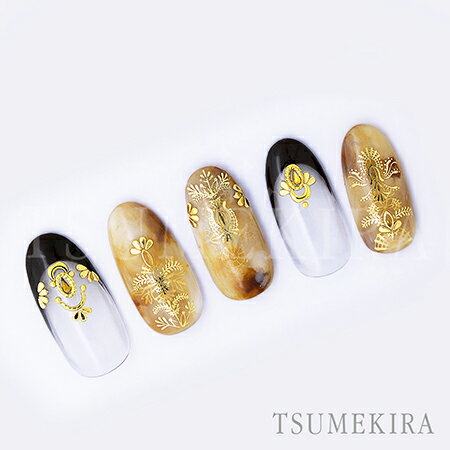 ネイルアート 高粘着 ネイルシール エンブロイダリー レース ネイルシール ツメキラ colors nail Yuu プロデュース1 embroidery lace ゴールド SG-YUU-102(ジェル専用) 2