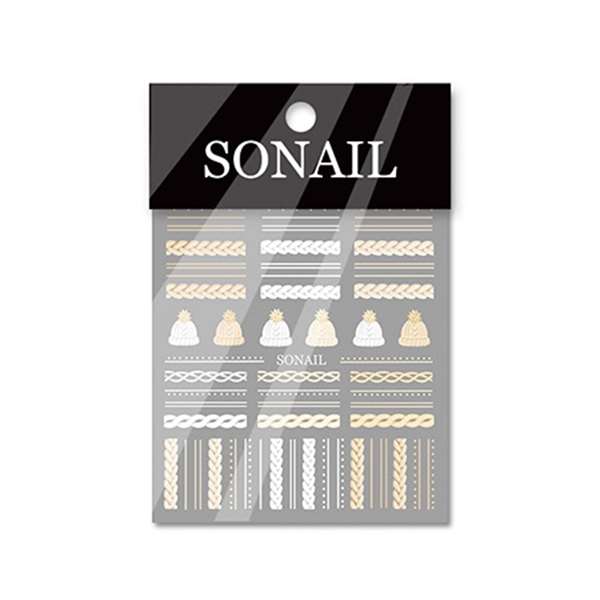 SONAIL ニットモチーフ ポンポンキャップ ツイストライン 立体ネイルシール FY000217 3