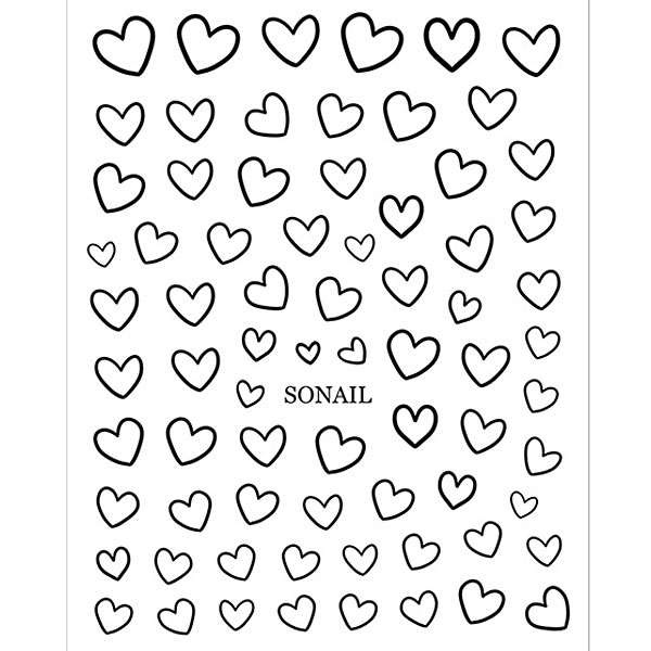 ネイル用品 nailstudyのSONAIL ブラック ハートフレーム シンプル 立体ネイルシール FY000214｜アングル3