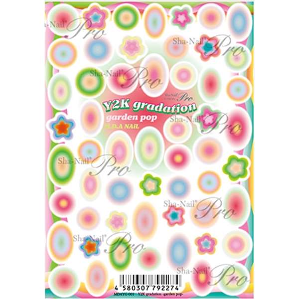 ワイツーケイグラデーション　ガーデンポップ【M.D.A NAiL Mayu先生コラボ商品】貼るだけで超トレンド！今最もHOTなY2Kテイストが簡単に楽しめます。エアブラシがなくても簡単に美しいエア風グラデーションネイルが楽しめる一枚。何層も...