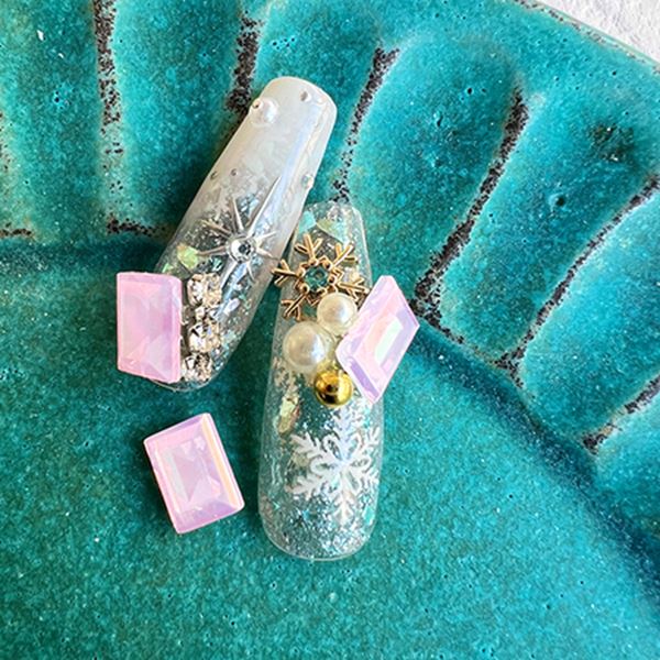 ネイル用品 nailstudyのSONAIL　ステップカットバゲット　オーロラ　ローズウォーターオパール　6×8mm　FY000695｜アングル2