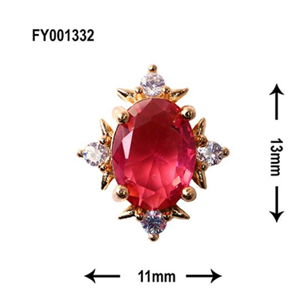 SONAIL PLUS Lapisraviセレクト イバラアクセント オーバルストーン レッド×ゴールド FY001332