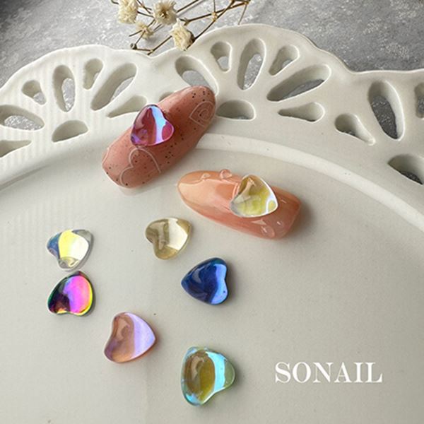 SONAIL ウルウルストーン ハート ブルーオーロラ 8×8mm FY001443