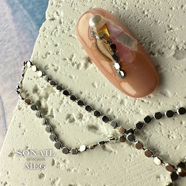 SONAIL×MEG R ベーシックシリーズ ラウンドスライスチェーン アレンジデコ シルバー MEG000292