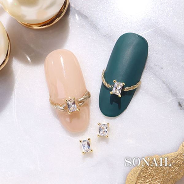 ネイル用品 nailstudyのSONAIL ミニスクエア グラシー クリスタル ストーンパーツ ゴールド FY000378｜アングル3