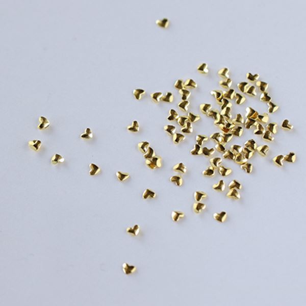 商品到着後レビューを書いて次回使える200円OFFクーポンGETゴールド　ハート　3mmぷっくりタイプのハート型スタッズ1個でも、何個か乗せても可愛いデザインに約80個