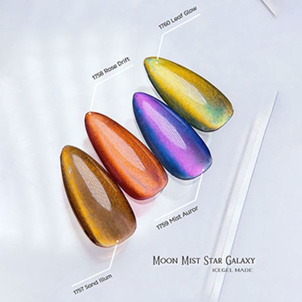 ネイル用品 nailstudyのアイスジェル GENTLEON ムーンミストギャラクシージェル 1760 リーフグロー 3g｜アングル3