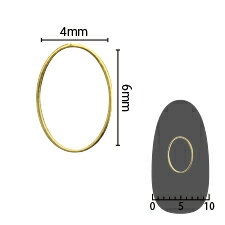 ネイルパーツ Pieadra ピアドラ ソフト オーバル 4mm×6mm ゴールド 細 6P