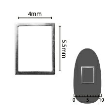 Rakuten - ネイルパーツ シャレドワ SHAREYDVA　ソフト　長方形　4mm×5．5mm　シルバー　太　8P